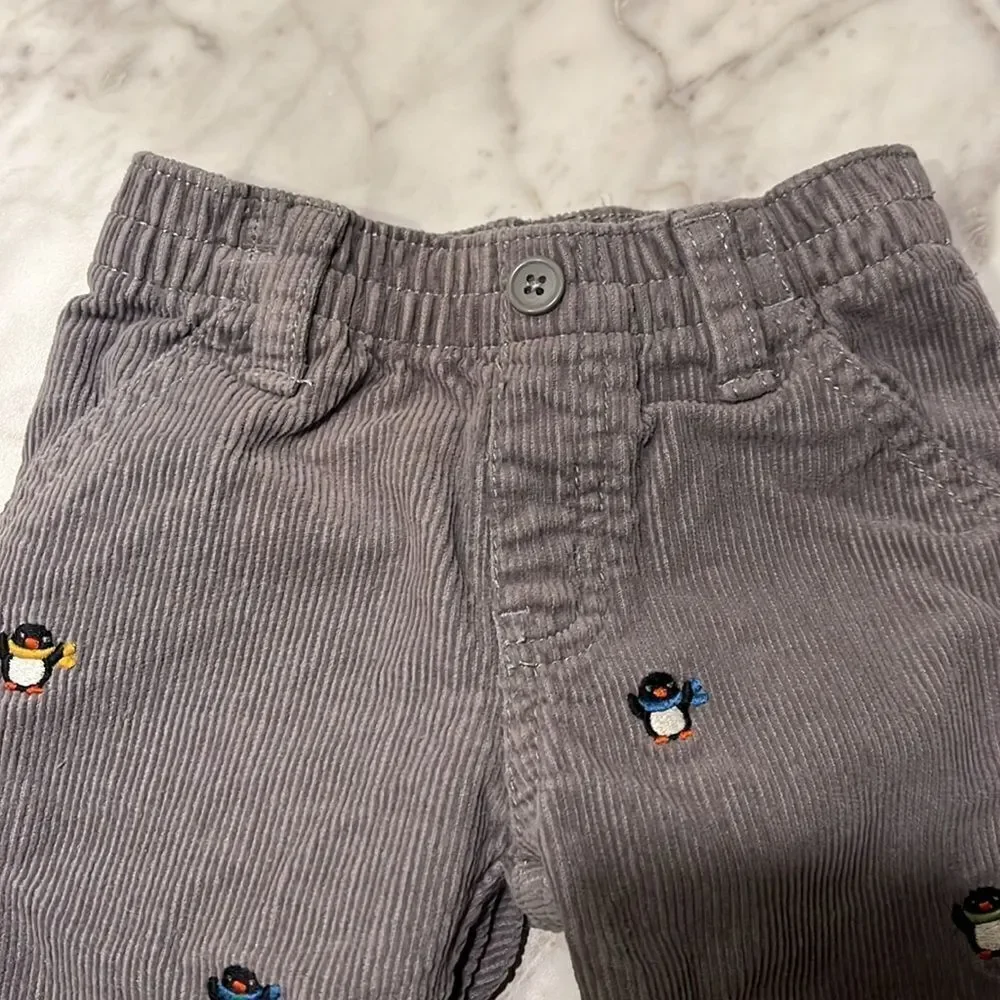 GYMBOREE BOYS SIZE 6-12 MONTHS CORDUROY PANTS WITH PENGUINS